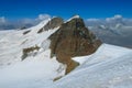 Alps snow mountains in Italy, Matterhorn or Monte Cervino and Monte Rosa area summits