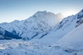 Beautiful snowcapped mountains against the blue sky