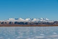 Beautiful snowcapped mountains seen from the highway in Iceland