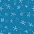 Beautiful Snowflakes seamless pattern - hand drawn, great for Christmas or New Years themed fabrics, banners, wrapping paper, Royalty Free Stock Photo