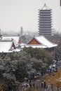 The beautiful snowscape on the campus in winter overlooks Peking University in the snow Royalty Free Stock Photo