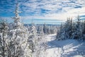 Beautiful snowy landscape in Quebec, Canada