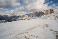 Beautiful snowy mountain range in Lastoni di Formin