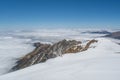 Beautiful snowy mountain range view at Himalaya mountains during sunny day Royalty Free Stock Photo