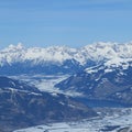 Beautiful snowy mountains in Austria for sport and extreme sports in the Alps in europe