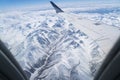Beautiful Snow mountains from plane window