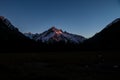 Sunrise Sunset in the mountains of Himalayas Nepal Api Base Camp Trek, Darchula, Nepal Royalty Free Stock Photo