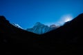 Sunrise Sunset in the mountains of Himalayas Nepal Api Base Camp Trek, Darchula, Nepal Royalty Free Stock Photo