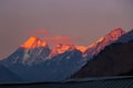 Sunrise Sunset in the mountains of Himalayas Nepal Api Base Camp Trek, Darchula, Nepal Royalty Free Stock Photo