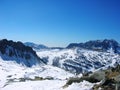 Beautiful snowy winter landscape in a mountain ski resort Royalty Free Stock Photo