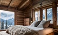 snug bedroom in a rustic chalet