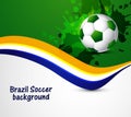 Beautiful soccer ball Brazil colors concept wave