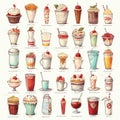 beautiful Soda fountain menu clipart illustration