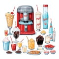 beautiful Soda fountain menu clipart illustration