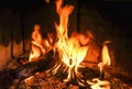 Beautiful soft close up shot of a cosy burning fireplace