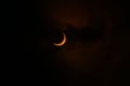 Beautiful Solar eclipse ,ring of fire sun ,with cloud 21 June 2020 Royalty Free Stock Photo