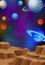 Beautiful Solar System Milky Way Galaxy View From Mars Surface Cartoon Royalty Free Stock Photo