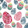 Beautiful sophisticated abstract graphic bright floral herbal festal Easter eggs diagonal arranged group