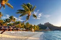 Beautiful beach scene in the French Polynesia island of Bora Bora Royalty Free Stock Photo