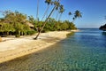 Beautiful South Pacific beach in the tropical island of Moorea. Royalty Free Stock Photo