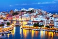 Top view on beutiful evening town of Agios Nikolaos on the Greek island of Crete
