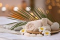 Beautiful spa composition on massage table Royalty Free Stock Photo