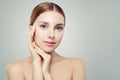 Beautiful spa woman face. Pretty girl with healthy clear skin. Facial treatment, skincare and cosmetology concept Royalty Free Stock Photo