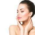 Beautiful spa woman touching her face Royalty Free Stock Photo