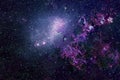 Beautiful space, in different colors, with nebulae and stars. Elements of this image were furnished by NASA