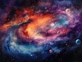 A beautiful space digital watercolors artwork