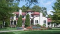 Beautiful Spanish Style Mansion with Round Turret Royalty Free Stock Photo