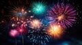 Beautiful sparkling color fireworks on a plain black background Royalty Free Stock Photo