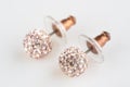 Beautiful Sparkling Earrings on White Background