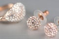 Beautiful Sparkling Gold Diamond Earrings and Ring