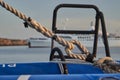 beautiful and spectacular sunset over a motor yacht showing details of the vessel\'s rigging