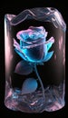 beautiful spectral light pink rose in a glass vase on a black background. Generative AI Royalty Free Stock Photo