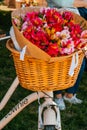 Flowers in a bicycle basket