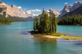 Spirit Island in Maligne Lake in Jasper National Park Royalty Free Stock Photo