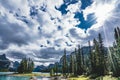 Beautiful Spirit Island in Maligne Lake, Jasper National Park, Alberta, Canada Royalty Free Stock Photo