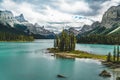 Beautiful Spirit Island in Maligne Lake, Jasper National Park, Alberta, Canada Royalty Free Stock Photo