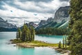 Beautiful Spirit Island in Maligne Lake, Jasper National Park, Alberta, Canada Royalty Free Stock Photo