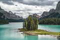 Beautiful Spirit Island in Maligne Lake, Jasper National Park, Alberta, Canada Royalty Free Stock Photo