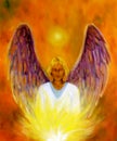 Beautiful spiritual Angel. Painting and graphic effect.