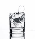 A beautiful splash of ice in a glass of water Royalty Free Stock Photo