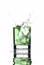 A beautiful splash of ice in a glass of water Royalty Free Stock Photo