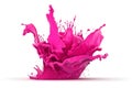 Beautiful splash magenta paint on white background