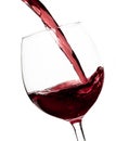 Beautiful splash of red wine in a glass on white background Royalty Free Stock Photo