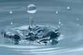 Beautiful splash of water drop on water surface, macro photo Royalty Free Stock Photo