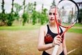 Beautiful sport woman tennis player with racket Royalty Free Stock Photo