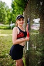 Beautiful sport woman tennis player with racket Royalty Free Stock Photo